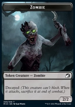 Zombie Token (Black 2/2 Decayed) - Innistrad: Midnight Hunt: Extras (Token) [XMID-T05]